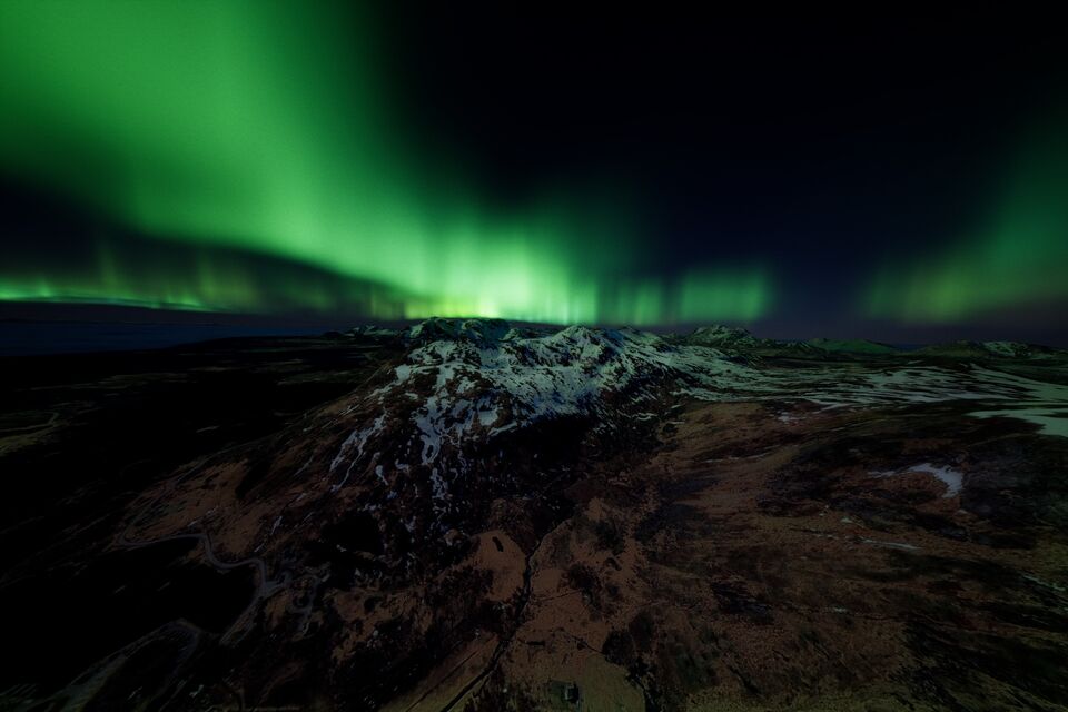 FPV flight under the northern lights